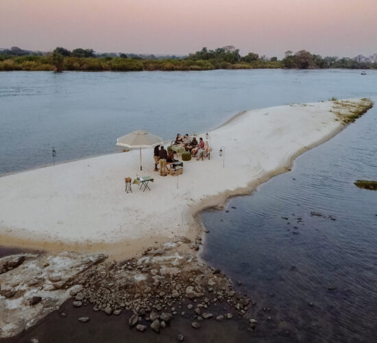 Sandbank Sunset Drinks in Victoria Falls