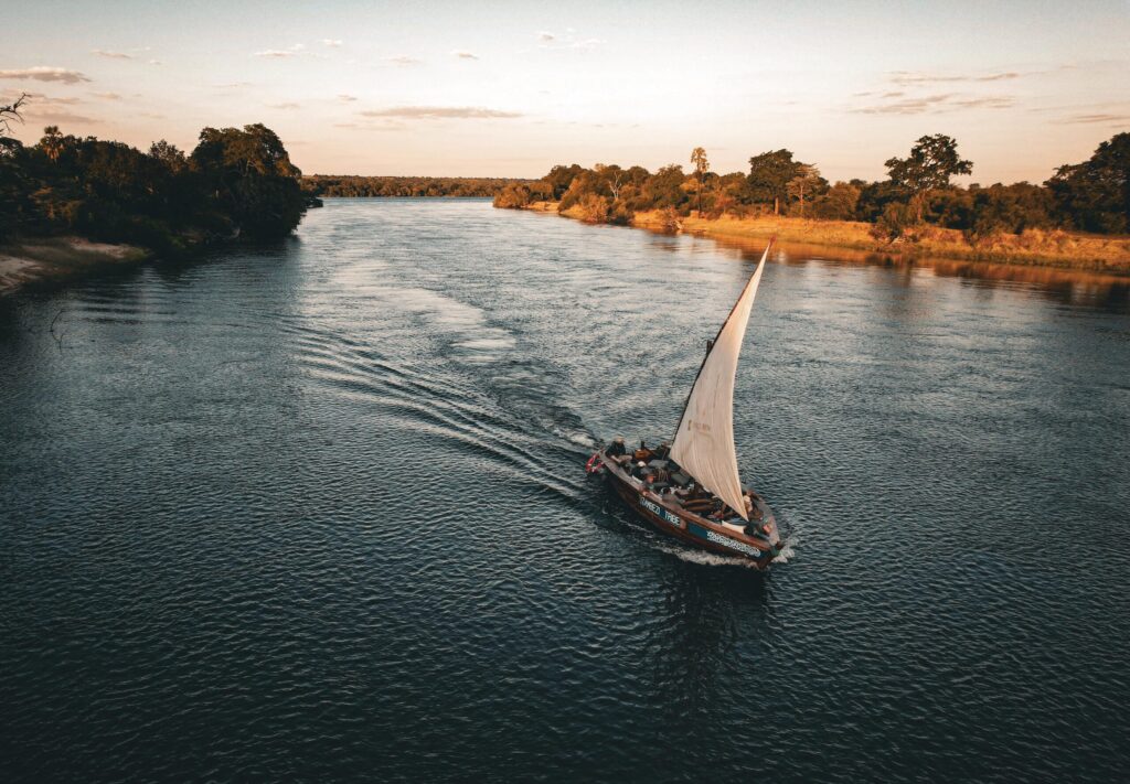 The Dhow on the Zambezi, at Mpala Jena Camp in Victoria Falls, Zimbabwe.